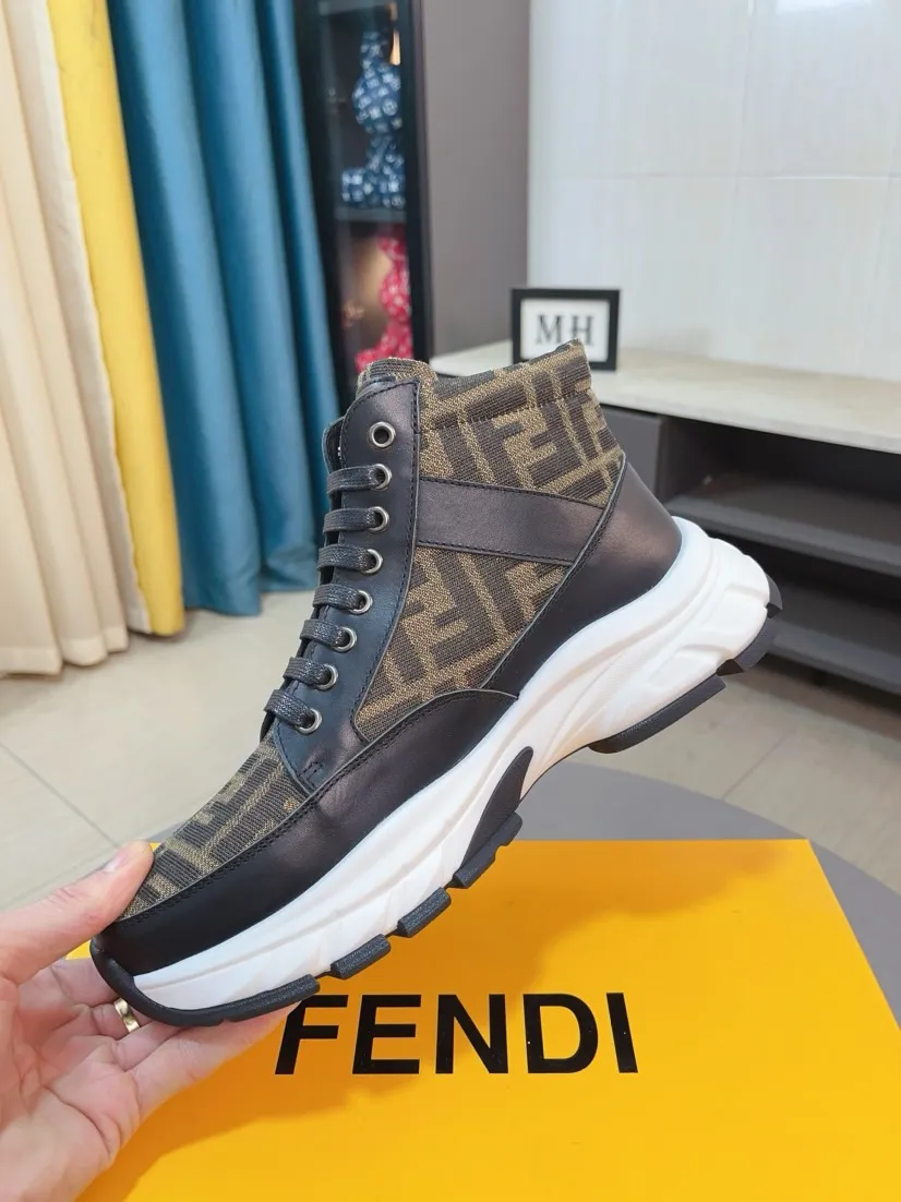 Men's shoes 💰458🌹🌹【fendi Fendi】: 🔝High-end brand of men's shoes: high-top series: official website 1:1 latest masterpiece: the upper is made of brand fabric with imported cowhide technology, ➕🐑made in sheepskin👍, making walking more convenient and comfortable, a stunning work, compared with the official quality, the beautiful 1:1 replica [color]! Create a fashionable personality to set off your uniqueness! A must-have for trendy men! 🔥Size: 38-44.